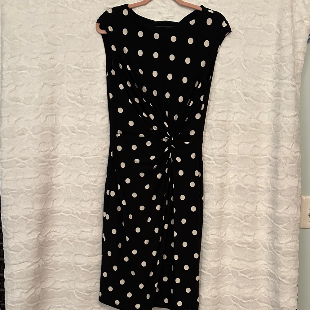 Lauren Ralph Lauren Black and White Polka Dot Midi Dress